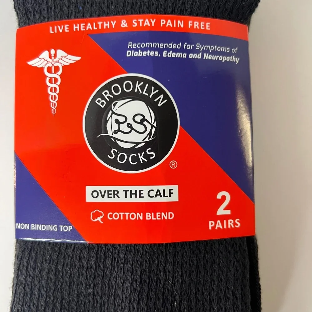 Mens Brooklyn‎ Diabetic Socks Over The Calf 2 Pair NIP #1 US Shoe Size 12 - 14